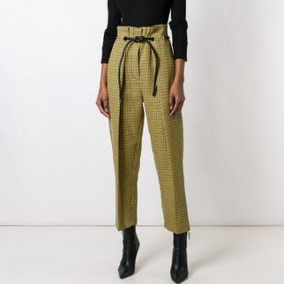 3.1 Phillip Lim Yellow Origami Pleated Houndstooth Trouser Pants - Picture 10 of 10